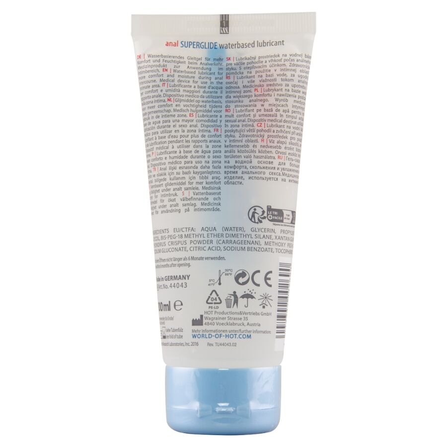 HOT - ANAL SUPERGLIDE LIQUID PLEASURE LUBRICANTE ANAL BASE AGUA 100 ML