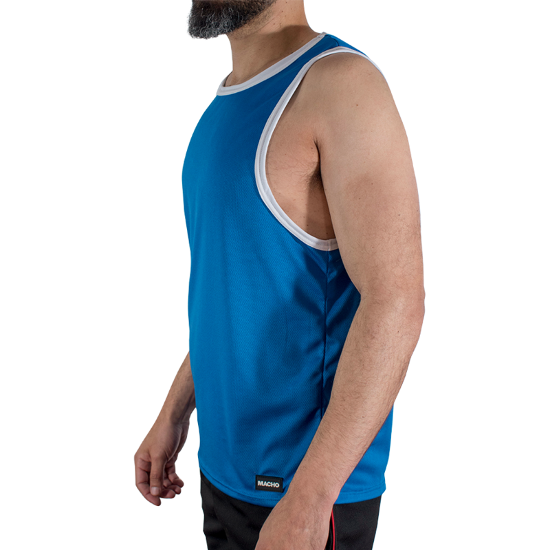 MACHO - CMV002 CAMISETA GYM AZUL S/M