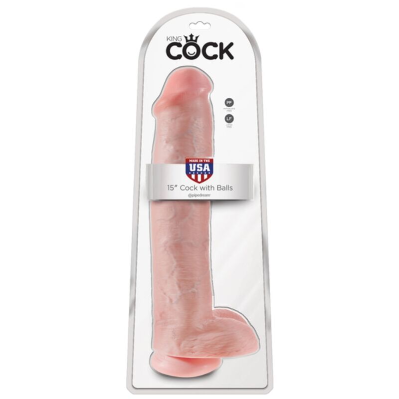 KING COCK - DILDO REALISTA CON TESTÍCULOS Y VENTOSA 38 CM COLOR NATURAL