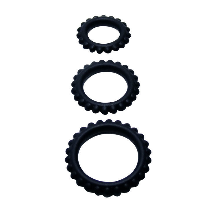 Baile – Titan Set 3 uds Cock Ring Black 2.8 + 2.4 + 1.9 cm