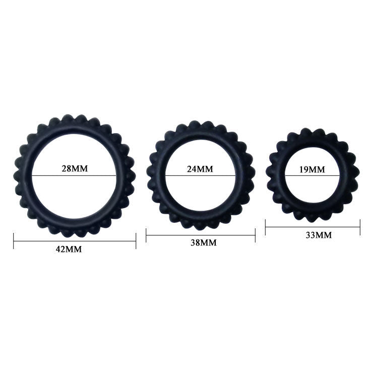 Baile – Titan Set 3 uds Cock Ring Black 2.8 + 2.4 + 1.9 cm