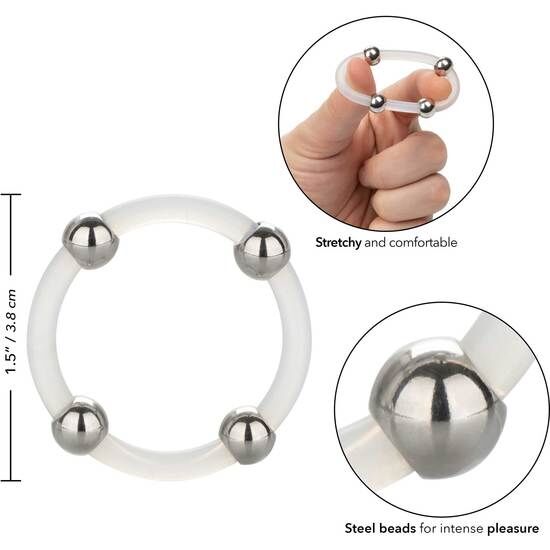 CalExotics – Anillo de Silicona con Cuentas de Acero Talla L