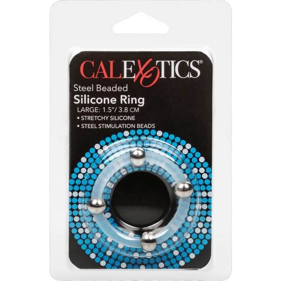 CalExotics – Anillo de Silicona con Cuentas de Acero Talla L