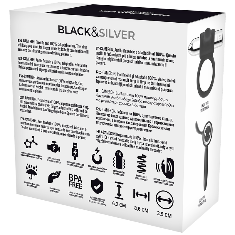 Black&Silver – Cameron Anillo Recargable Silver