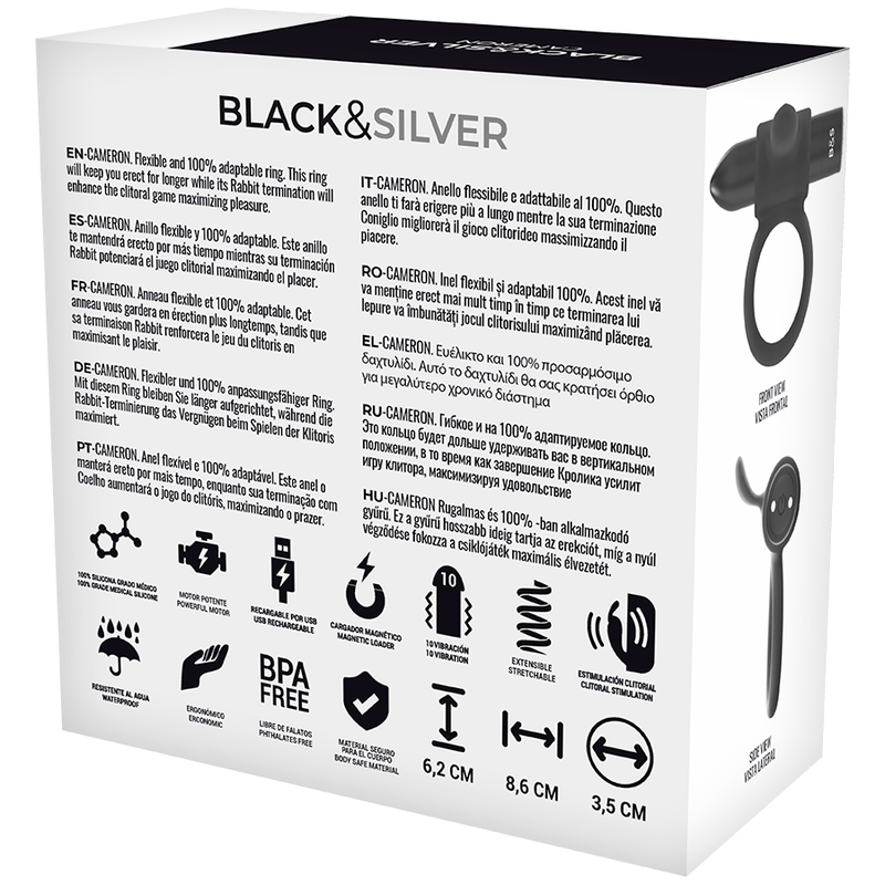 Black&Silver – Cameron Anillo Recargable Negro